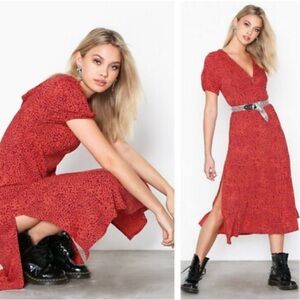 FREE PEOPLE Looking For Love Midi Dress in Red Size 2